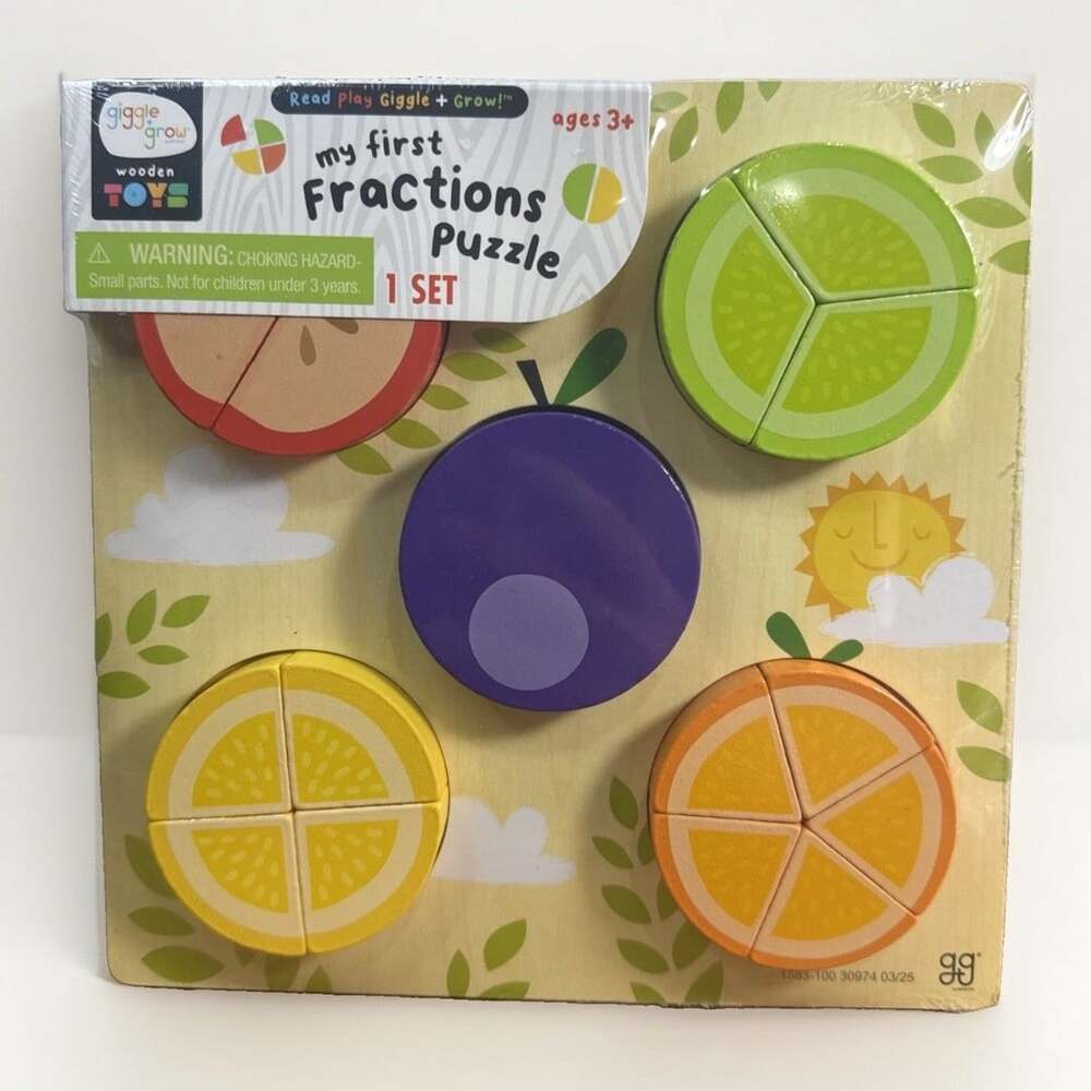 Giggle And Grow Wooden Toys My Emotions Puzzle and My First Fractions Puzzle